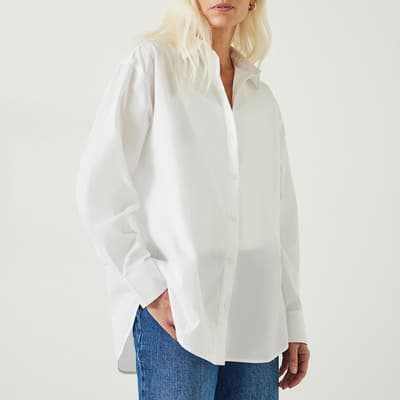 White Pia Oversized Cotton Shirt