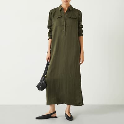 Khaki Toria Midi Shirt Dress