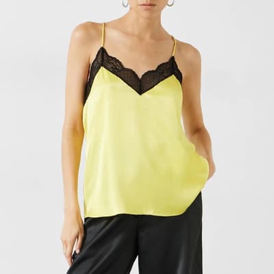 Yellow Estella Satin Lace Cami