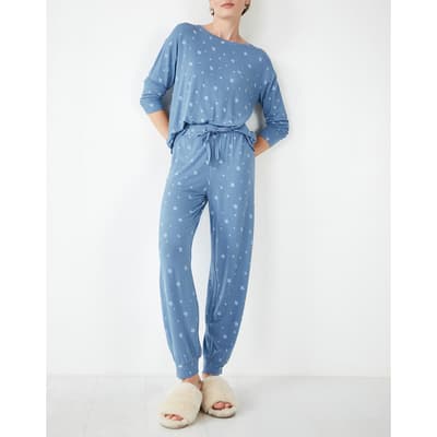 Light Blue Flo Cotton Pyjama Set