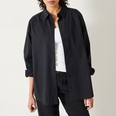 Black Pia Oversized Cotton Shirt