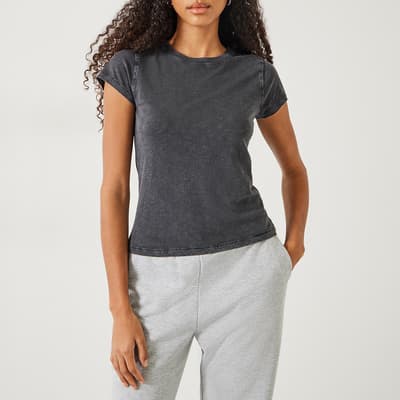 Grey Ava Fitted Cotton T-Shirt