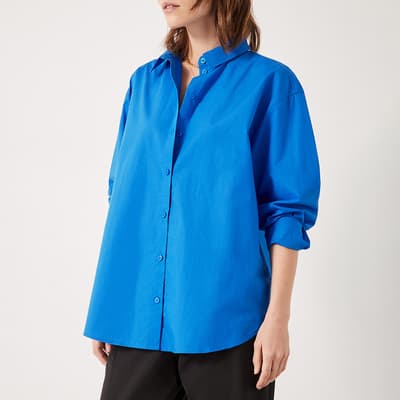 Blue Pia Oversized Cotton Shirt