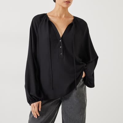 Black Zadie Tie Neck Top