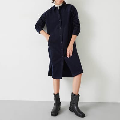 Navy Alanna Cord Cotton Dress