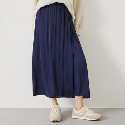 Navy Simmi Wrap Maxi Skirt