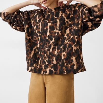 Brown Leanna Leopard Cotton Sweatshirt