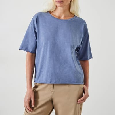 Blue Cora Cotton T-Shirt