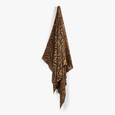 Brown Animal Print Cotton Scarf