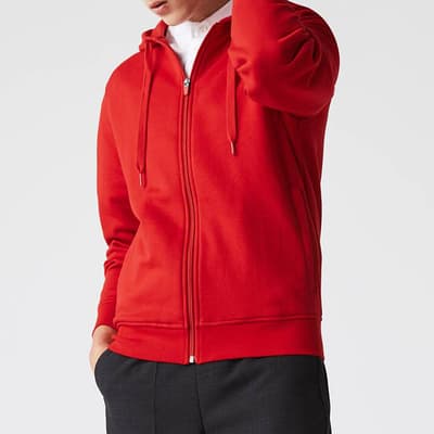 Red Drawstring Zip Hoodie