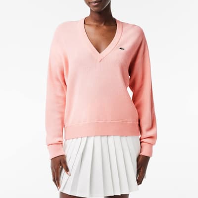 Pink V-Neck Wool Jumper