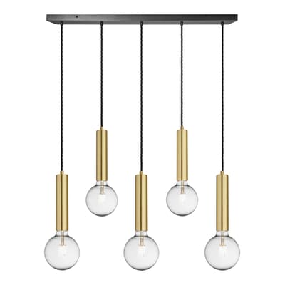 Sleek Cylinder 5 Wire Cluster Lights - Brass