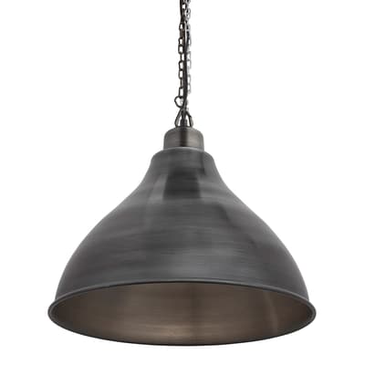 Brooklyn Cone Pendant - 12 Inch - Pewter - Pewter Chain Holder