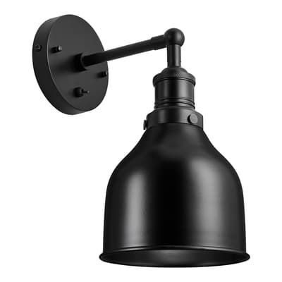 Brooklyn Cone Wall Light - 7 Inch - Black -Black Holder