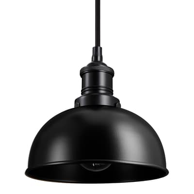 Brooklyn Dome Pendant - 8 Inch - Black - Black Holder