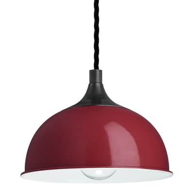 Chelsea Dome Pendant - 8 Inch - Burgundy - Pewter Holder