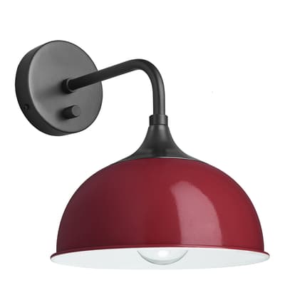 Chelsea Dome Wall Light - 8 Inch - Burgundy - Pewter Holder