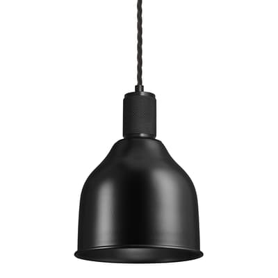 Knurled Cone Pendant Light - 7 Inch - Black - Black Holder