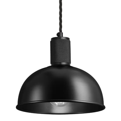 Knurled Dome Pendant Light - 8 Inch - Black -Black Holder