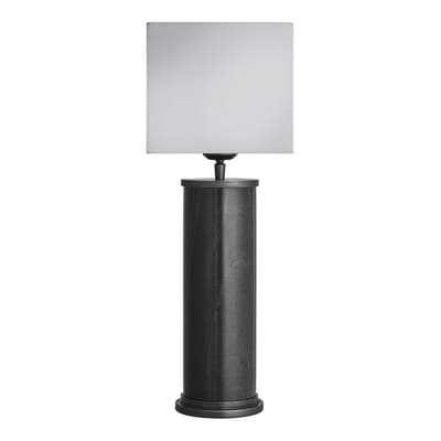 Marble Pillar Cylinder Table Lamp - Black with Pewter - White Cube Shade