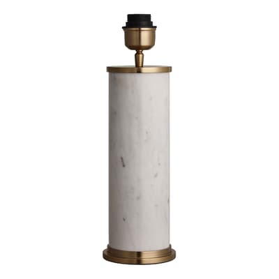 Marble Pillar Cylinder Table Lamp - White with Brass - Base Only