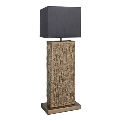 Ornate Column Table Lamp - Brass - Grey Cube Shade