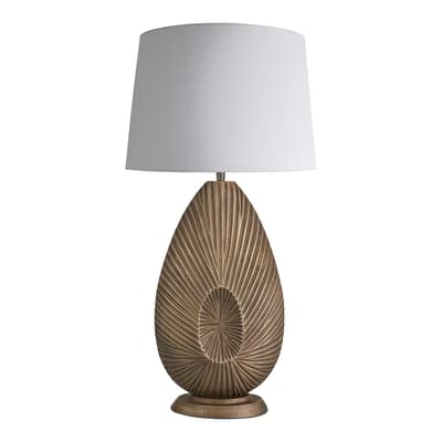 Ornate Tulip Table Lamp - Brass - White Large Empire Shade