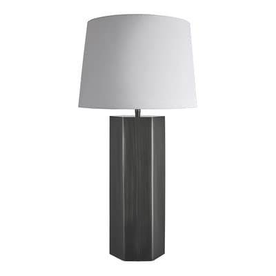 Pillar Geometric Hex Table Lamp - Pewter - White Large Empire Shade