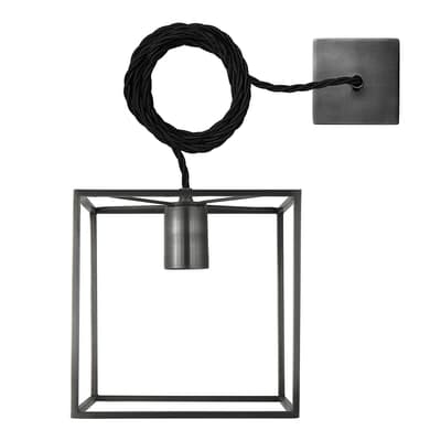 Sleek Cube Pendant Light - 8 Inch - Pewter