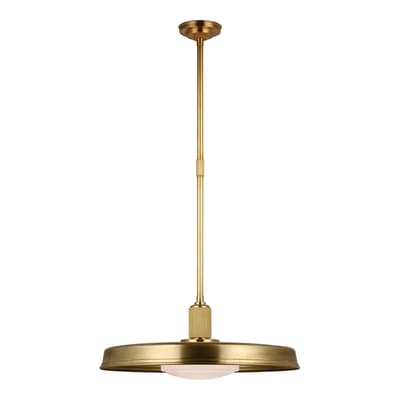 Ruhlmann 24" Factory Pendant in Antique-Burnished Brass with White Glass