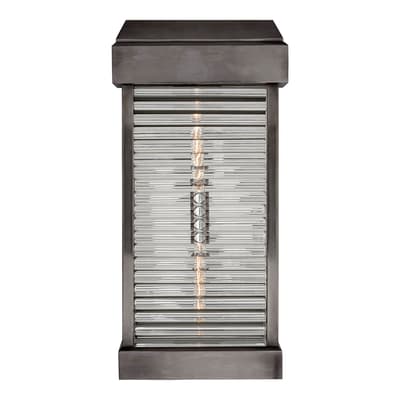 Dunmore Large Curved Glass Louver Sconce in Bronze with Clear Glass