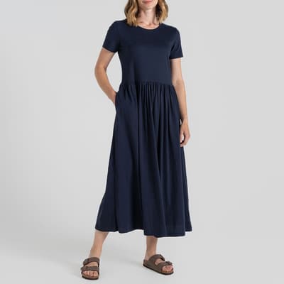 Navy Ember Longline Cotton Dress