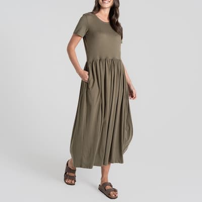 Khaki Ember Longline Cotton Dress