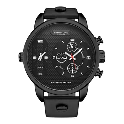 Men′s Black Triple Time Quartz Watch 52mm