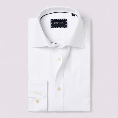 White Royal Herringbone Cotton Shirt