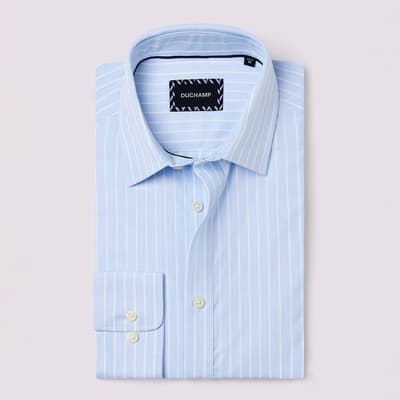 Light Blue Wide Stripe Cotton Shirt