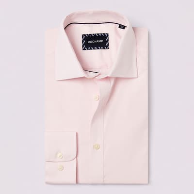 Pink Poplin Stretch Cotton Blend Shirt