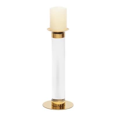 Crystal Candle Holder With Gold Colour Detail, Tall