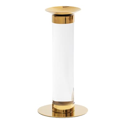 Crystal Candle Holder With Gold Colour Detail, Small