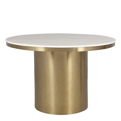 Camden Dining Table, White Marble/Brushed Brass