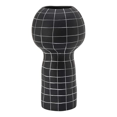 Lynton Vase, Large Ceramic Vase-Black/White Line