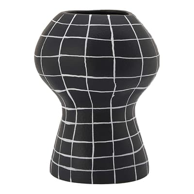 Lynton Vase, Small Ceramic Vase-Black/White Line