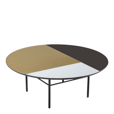 Orphenus Coffee Table, Matt Black/Gold & Black & White Glass