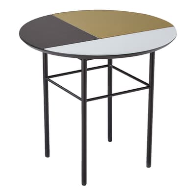 Orphenus Side Table, Matt Black/Gold & Blace & White Glass