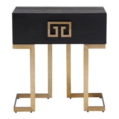 Nobbu Bedside Table, Black Ash Veneer/Brushed Brass