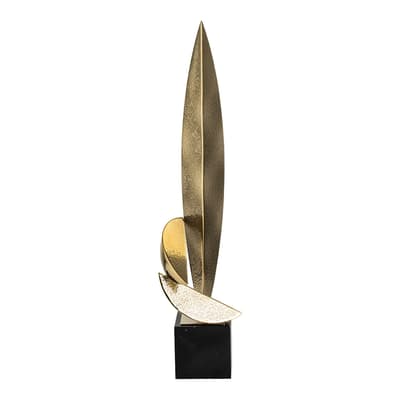 Decorative Sculpture, Polished Brass & Black Marbel