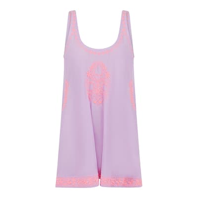 Lilac-Neon Peach Aloha Slip Dress