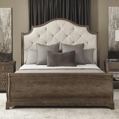 Westbourne Upholstered Peppercorn Sleigh Bed, SuperKing