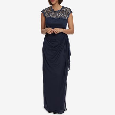 Navy Eleanor Maxi Mesh Dress