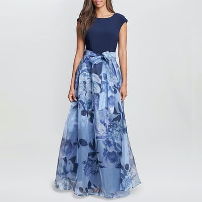 Navy Grace Maxi Printed Dress